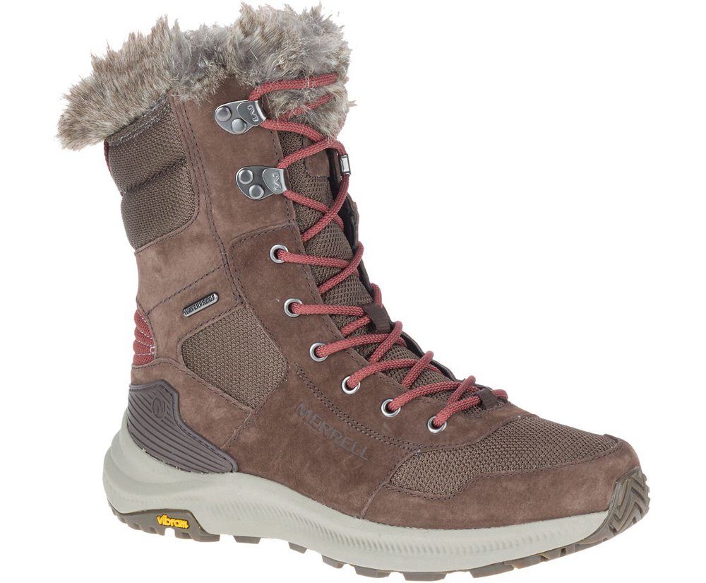 Merrell Boots Brown - Ontario Tall Polar Waterproof - Womens 86CWBOIQA
